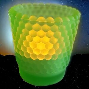 Vtg Hob Nob Votive Tea Light Candle Holder Heavy Green Glass Bud Vase